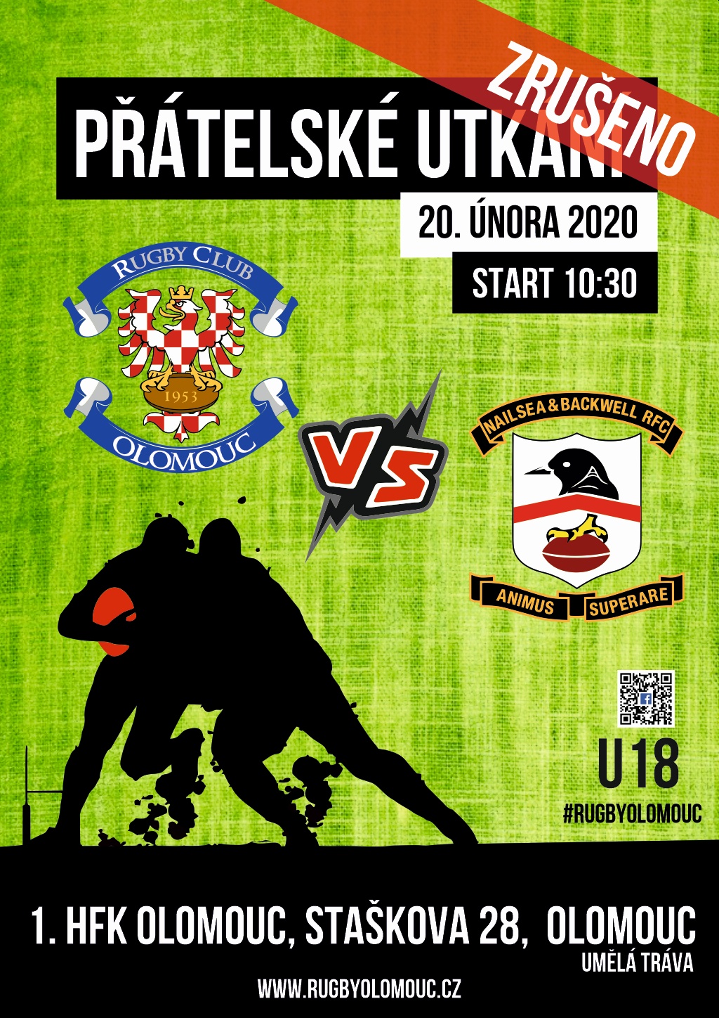Přátelské utkání Rugby Olomouc vs Nailsea & Backwell RFC kat. U18